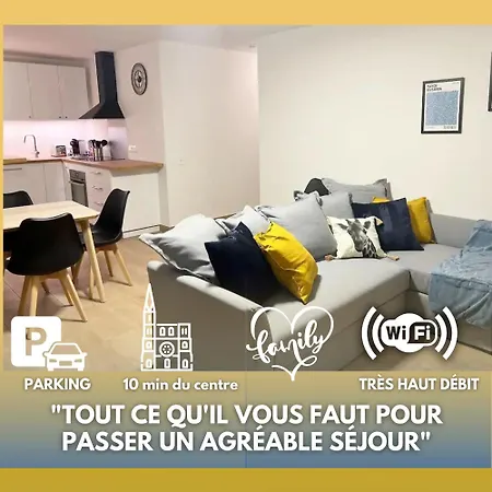 Grand Neuf Lumineux, Parking Gratuit, 10 Min Centre شقة